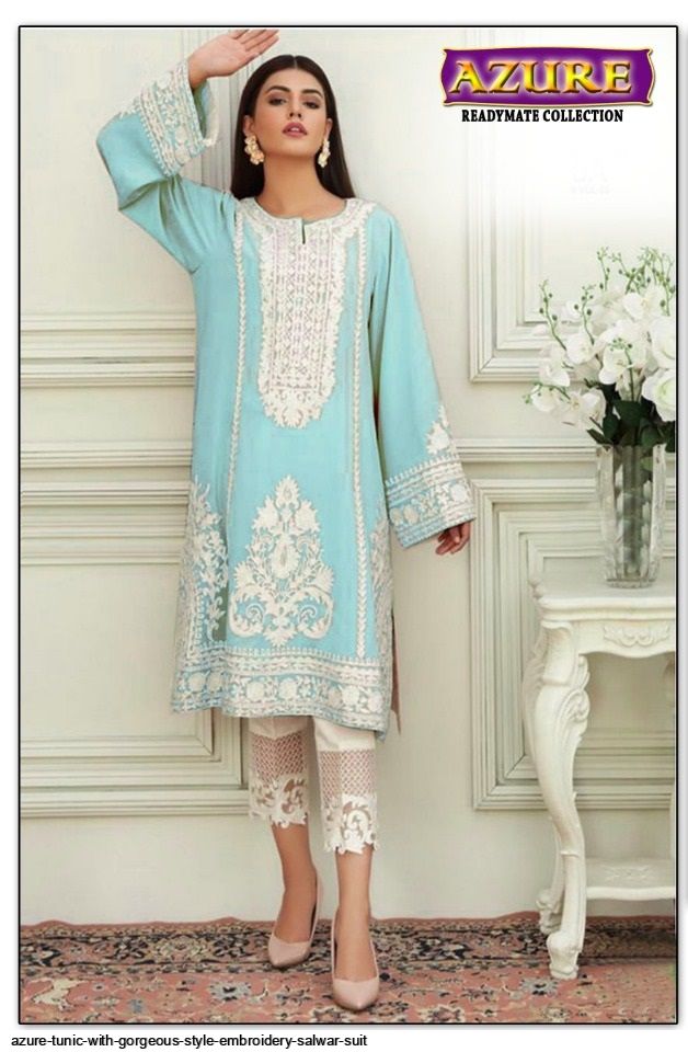 AZURE Tunic with gorgeous style Embroidery salwar suit