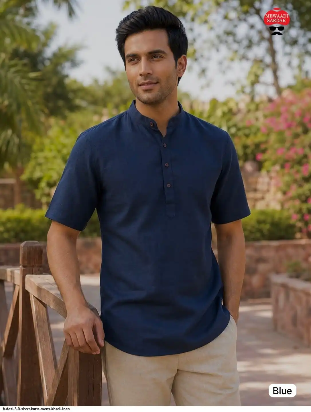 B DESI 3 0 SHORT KURTA MENS KHADI LINEN A