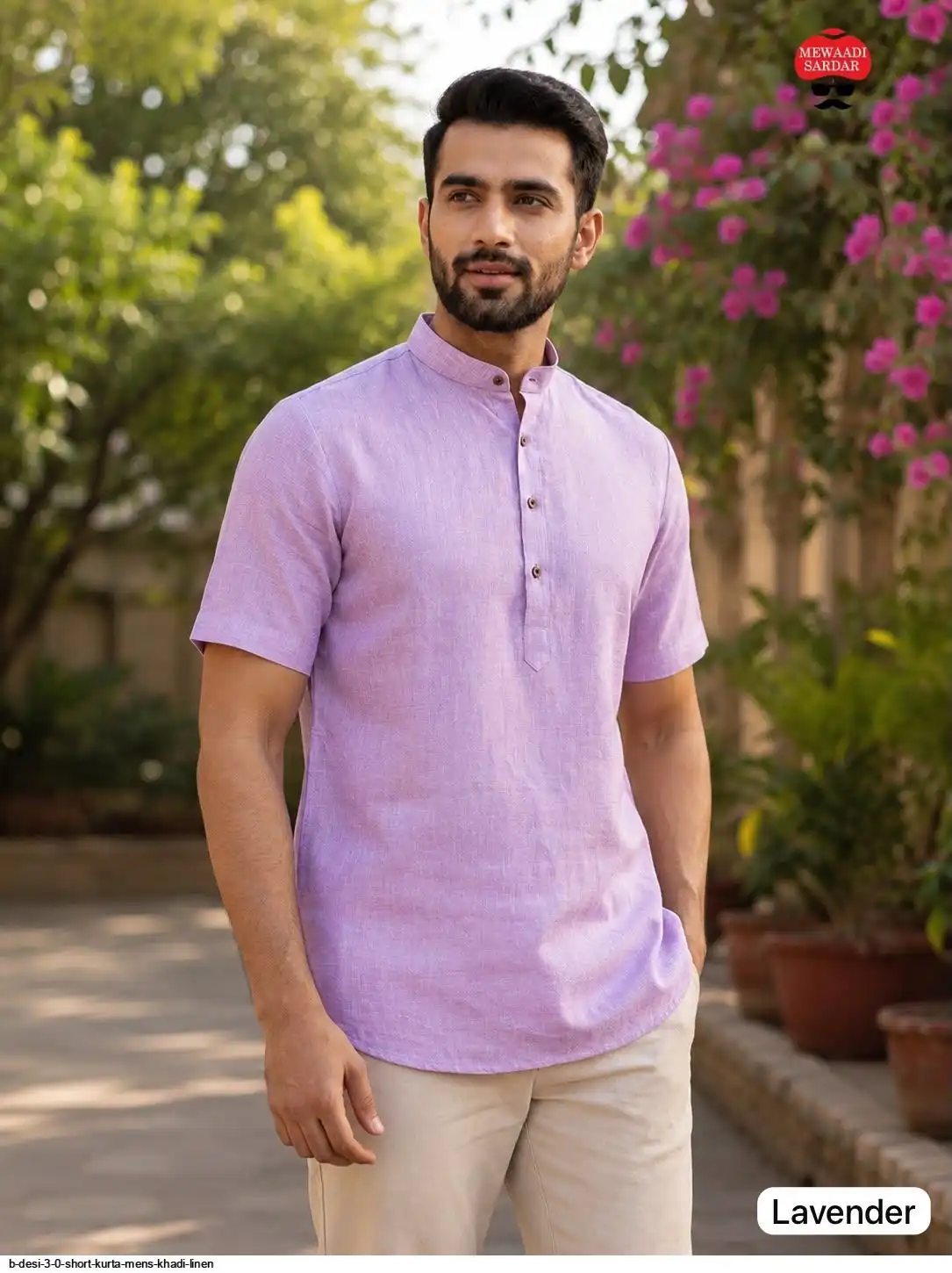 B DESI 3 0 SHORT KURTA MENS KHADI LINEN B