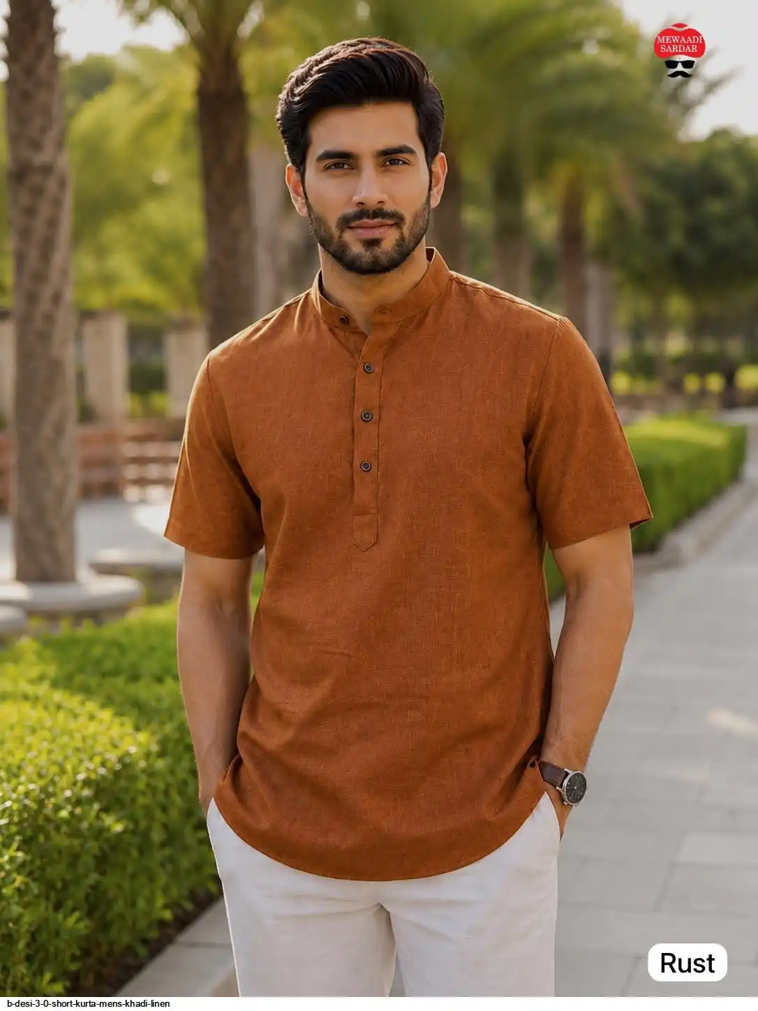 B DESI 3 0 SHORT KURTA MENS KHADI LINEN F