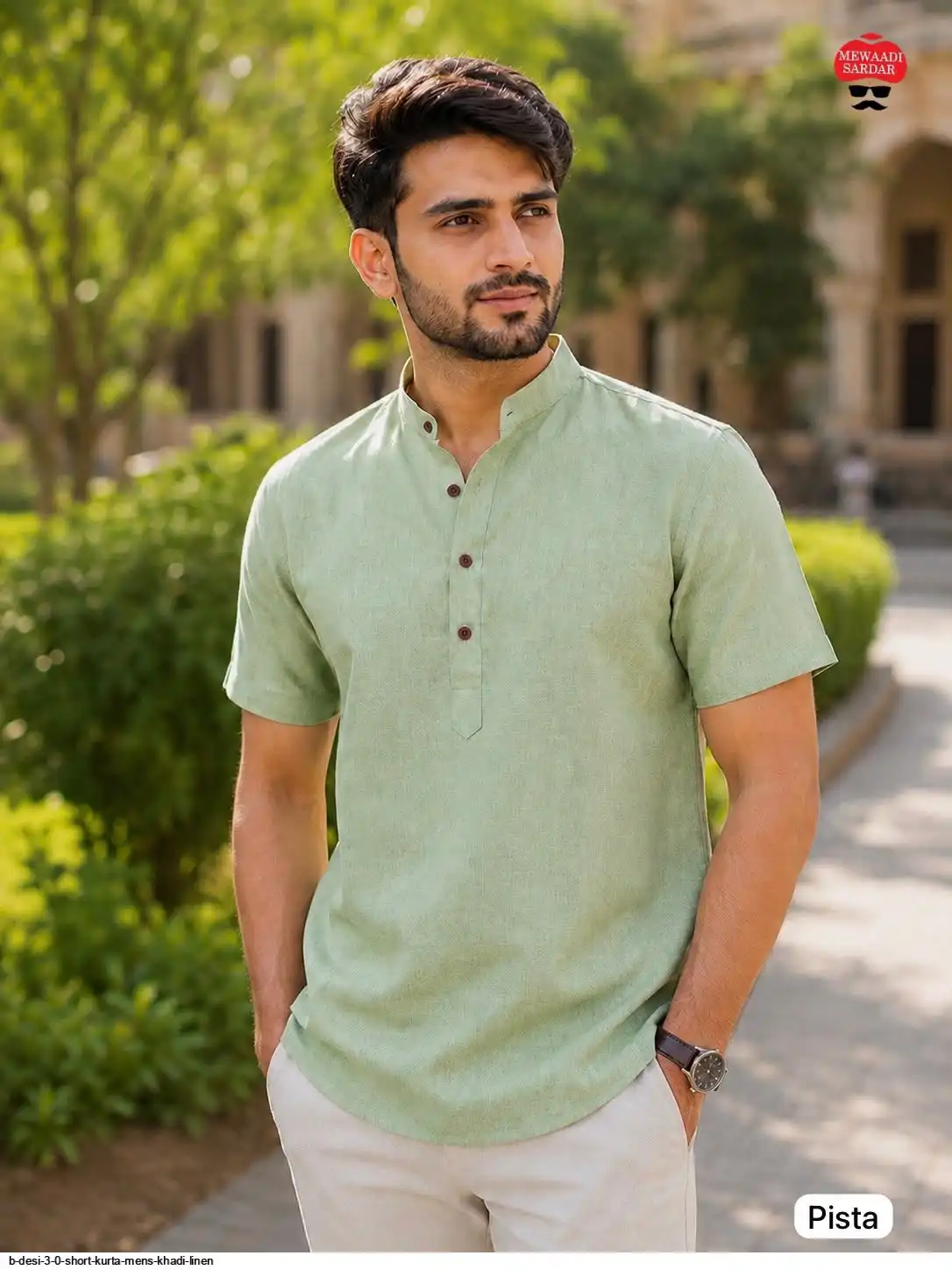 B DESI 3 0 SHORT KURTA MENS KHADI LINEN G