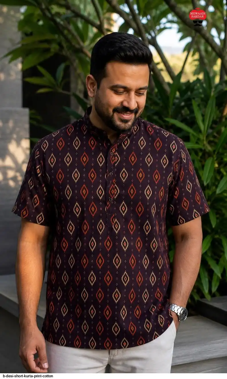 B DESI SHORT KURTA PRINT COTTON C