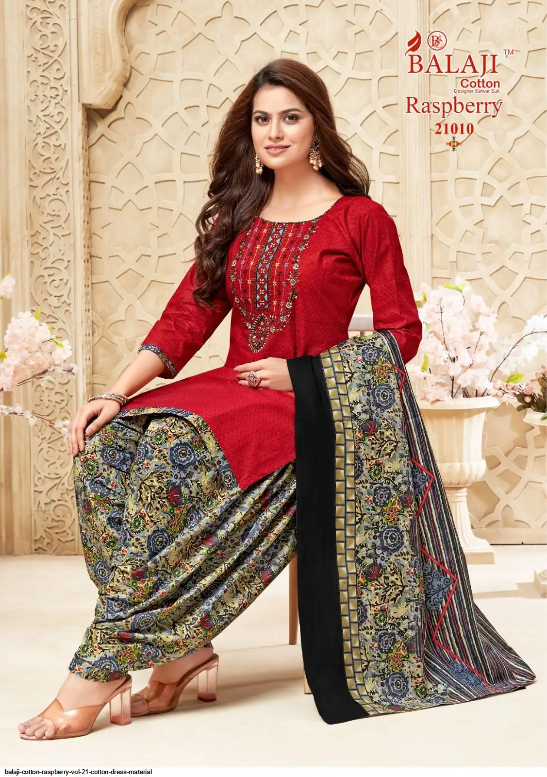 red cotton dress material Sambalpuri Cotton Dress Material