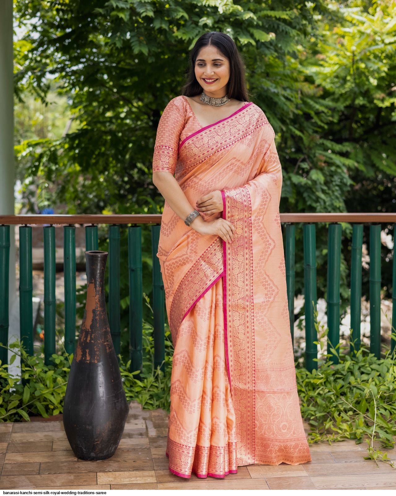 Monochrome Series : Semi Kanchi Silk Saree - Purple