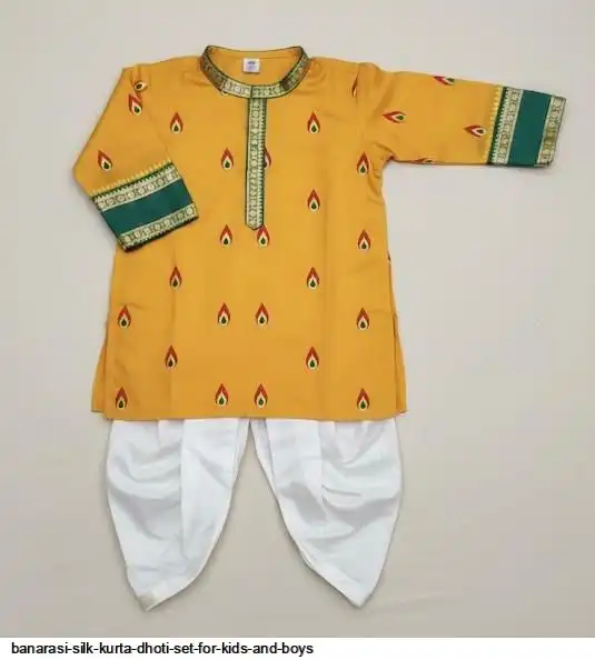 BANARASI SILK KURTA DHOTI SET FOR KIDS AND BOYS A