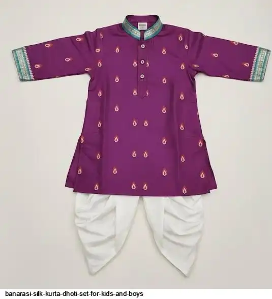 BANARASI SILK KURTA DHOTI SET FOR KIDS AND BOYS E