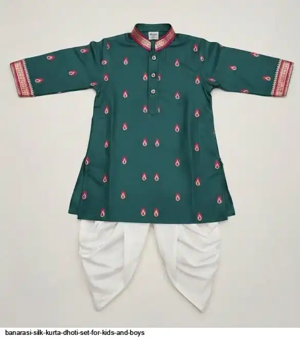 BANARASI SILK KURTA DHOTI SET FOR KIDS AND BOYS C