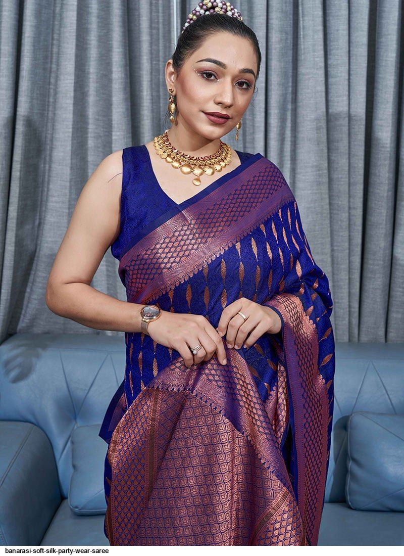 Party wear soft silk Banarasi Ikat Weaving saree dvz0003756 -