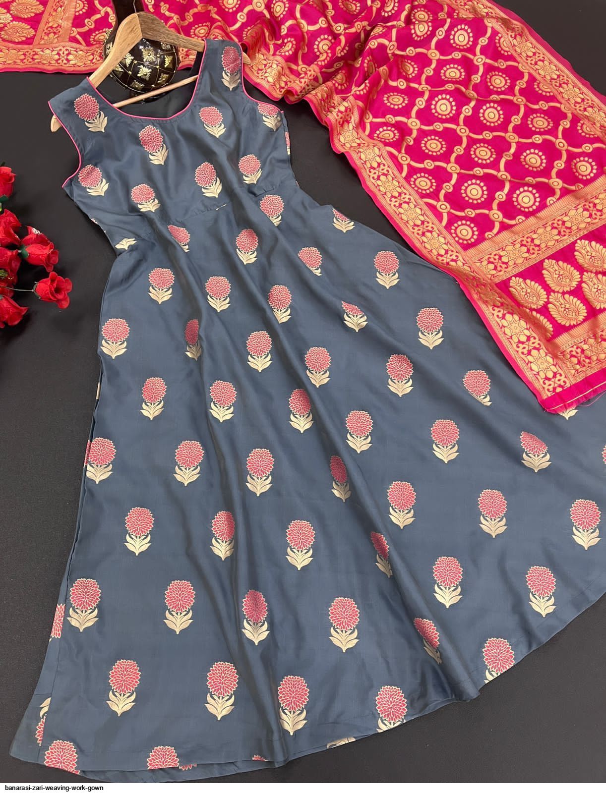 Banarasi Handloom Dress Material with Zari Resham Weaving