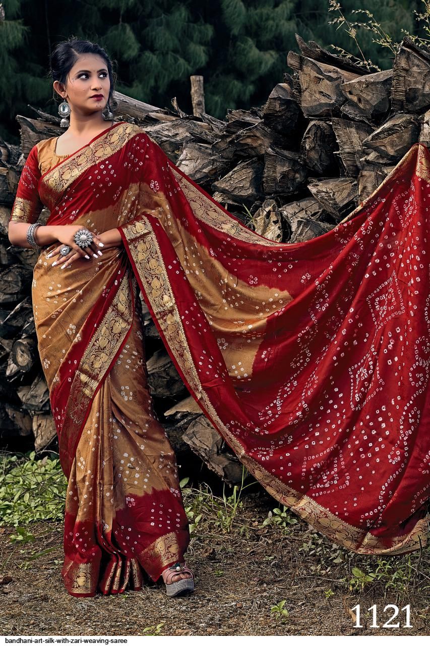 BANDHANI ART SILK WITH ZARI WEAVING SAREE