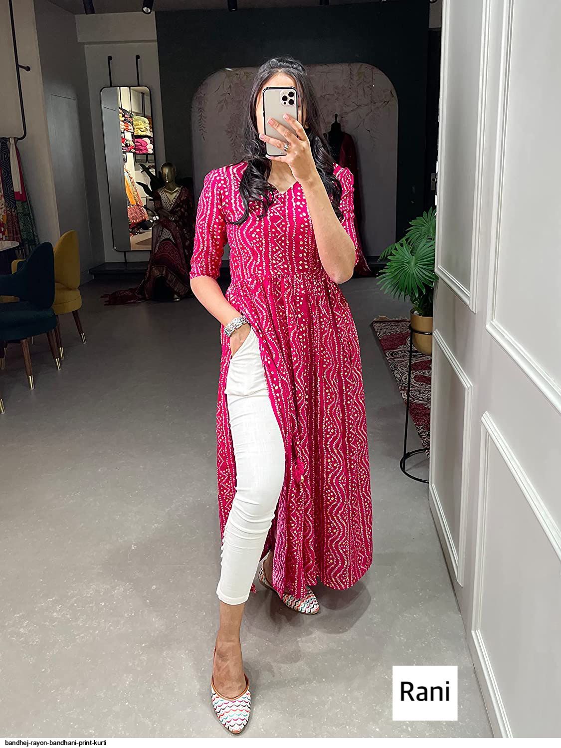 Bandhej print kurti best sale