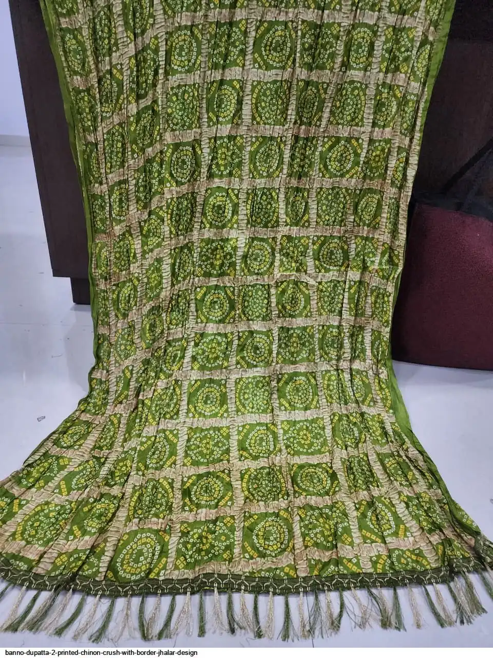 BANNO DUPATTA 2 PRINTED CHINON CRUSH WITH BORDER JHALAR DESIGN K