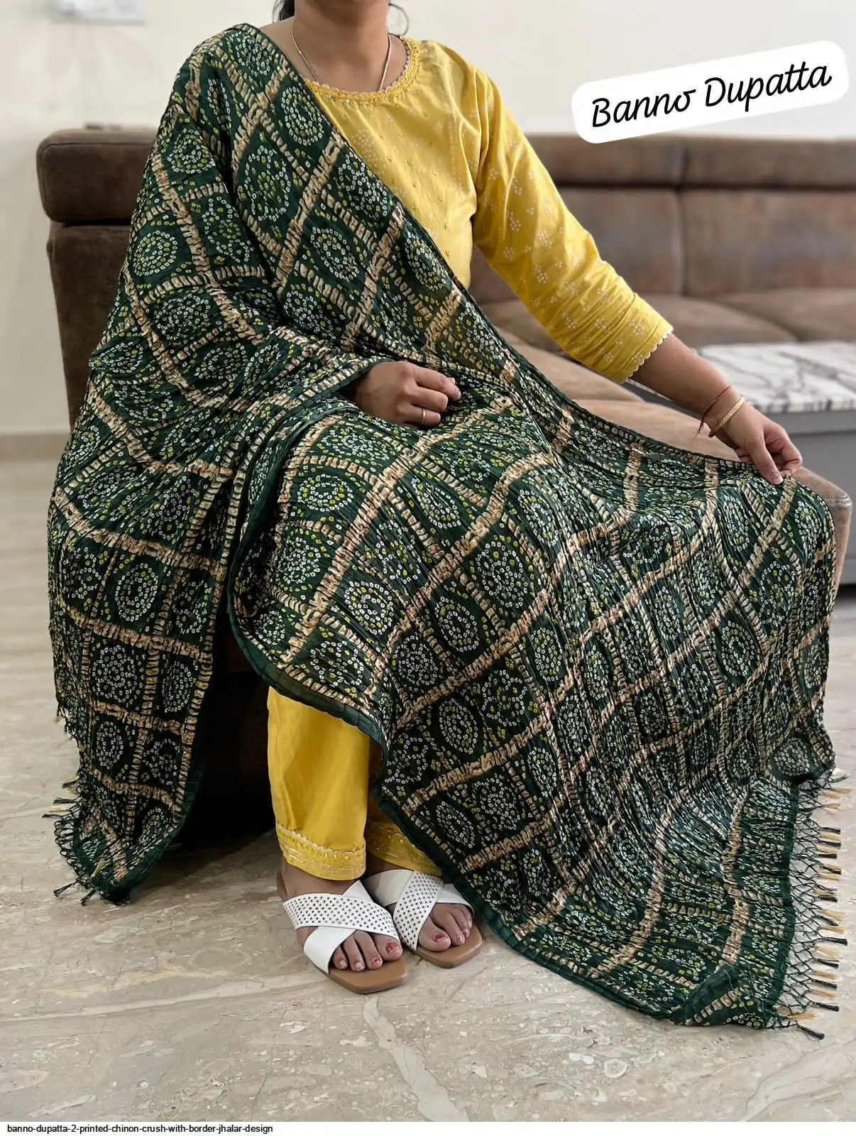 BANNO DUPATTA 2 PRINTED CHINON CRUSH WITH BORDER JHALAR DESIGN F