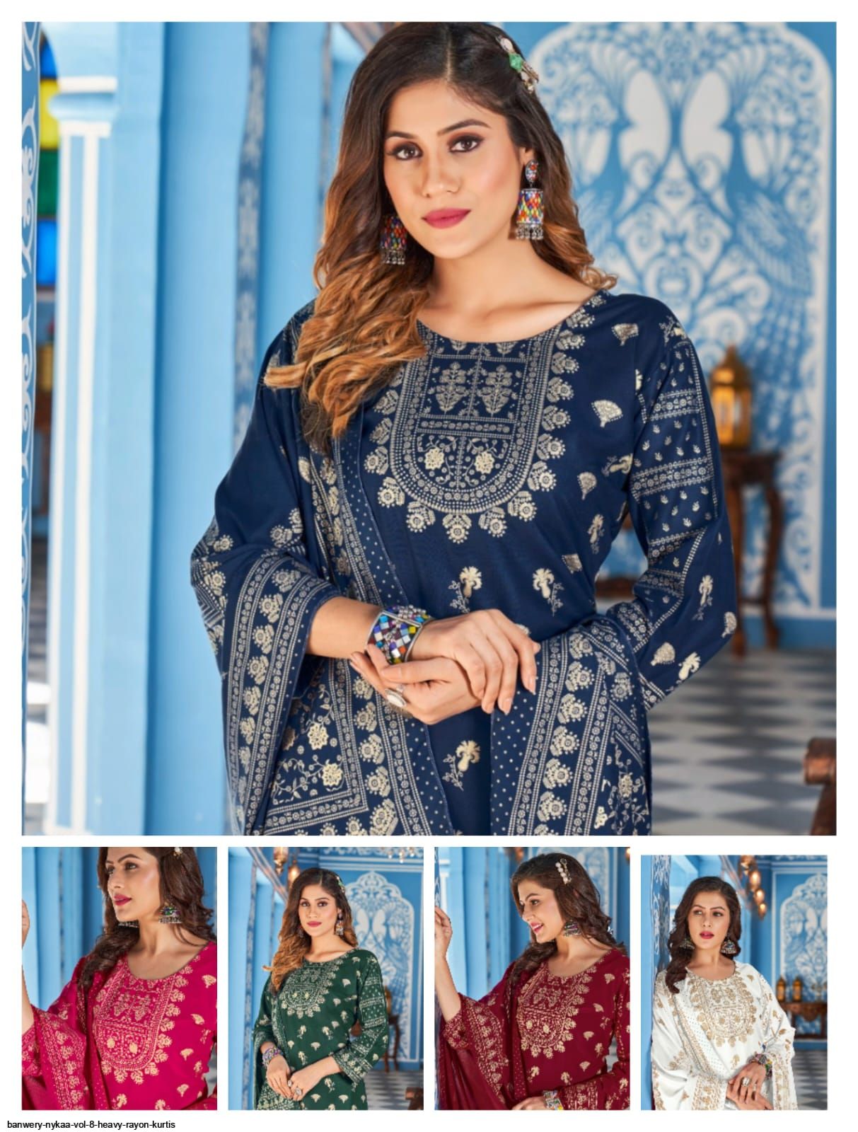 BANWERY NYKAA VOL 8 HEAVY RAYON KURTIS