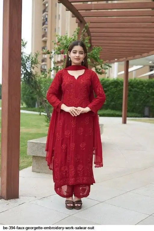 BE 394 FAUX GEORGETTE EMBROIDERY WORK SALWAR SUIT D