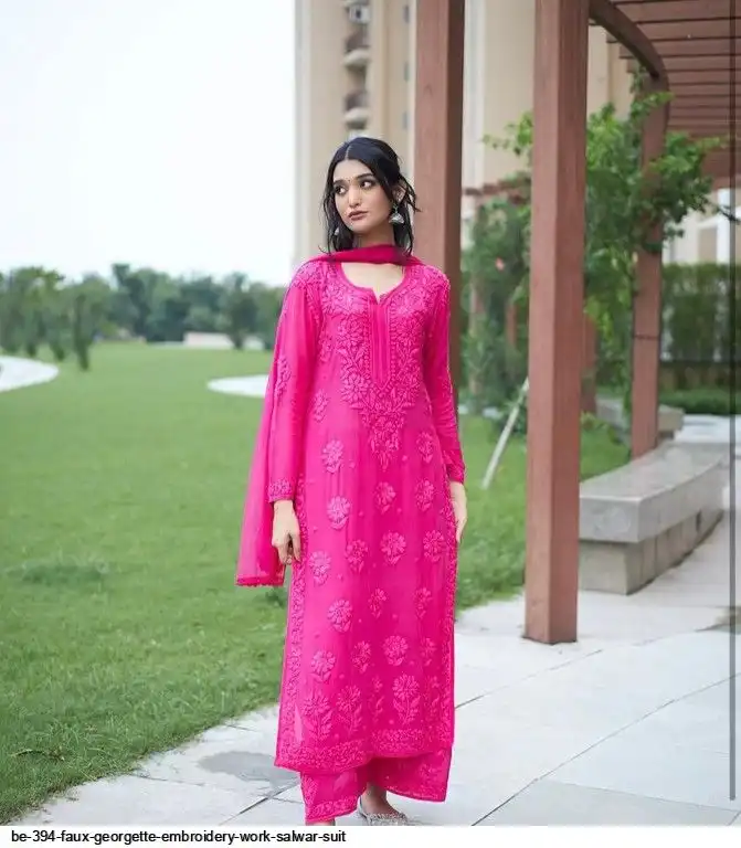 BE 394 FAUX GEORGETTE EMBROIDERY WORK SALWAR SUIT C