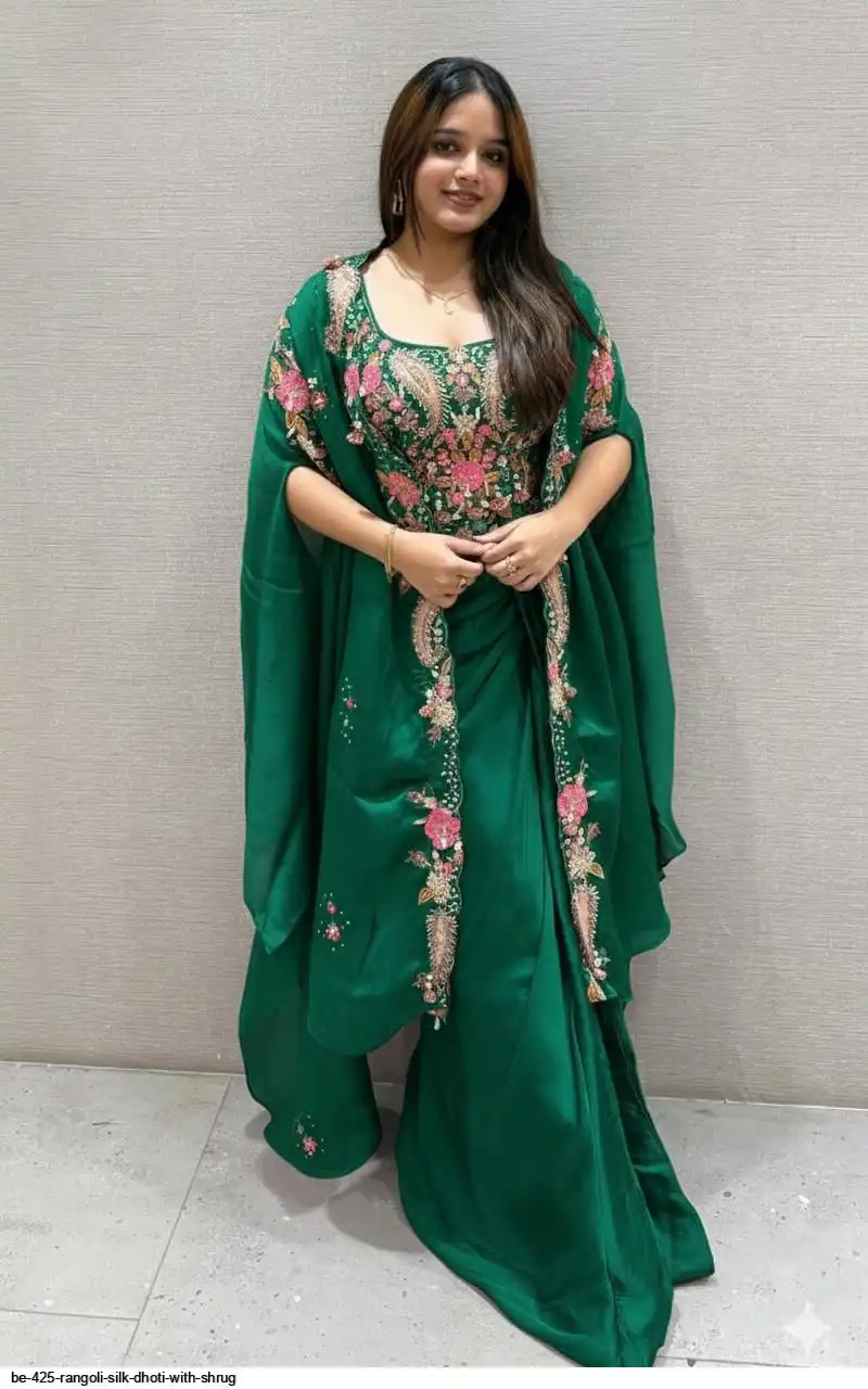 silk dhoti dress for women Pink Satin Silk Embroidered Dhoti Style Crop Top Suit