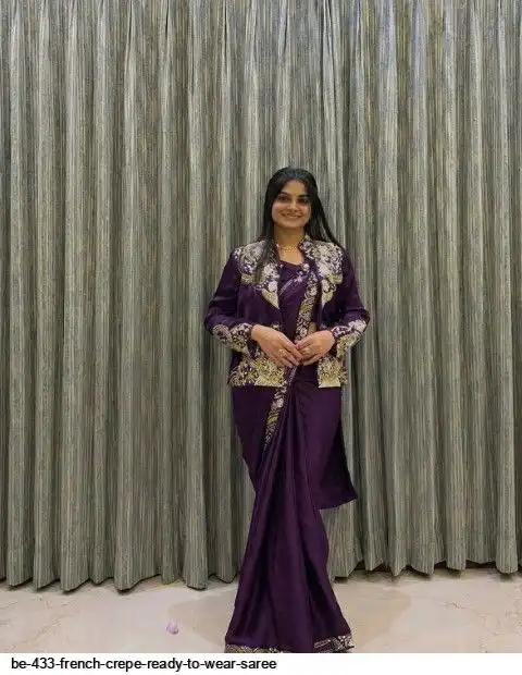BE 433 FRENCH CREPE READY TO WEAR SAREE B
