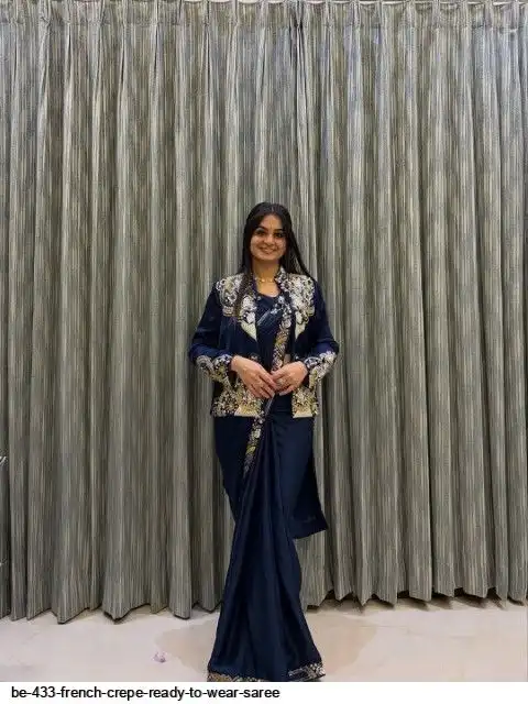 BE 433 FRENCH CREPE READY TO WEAR SAREE A