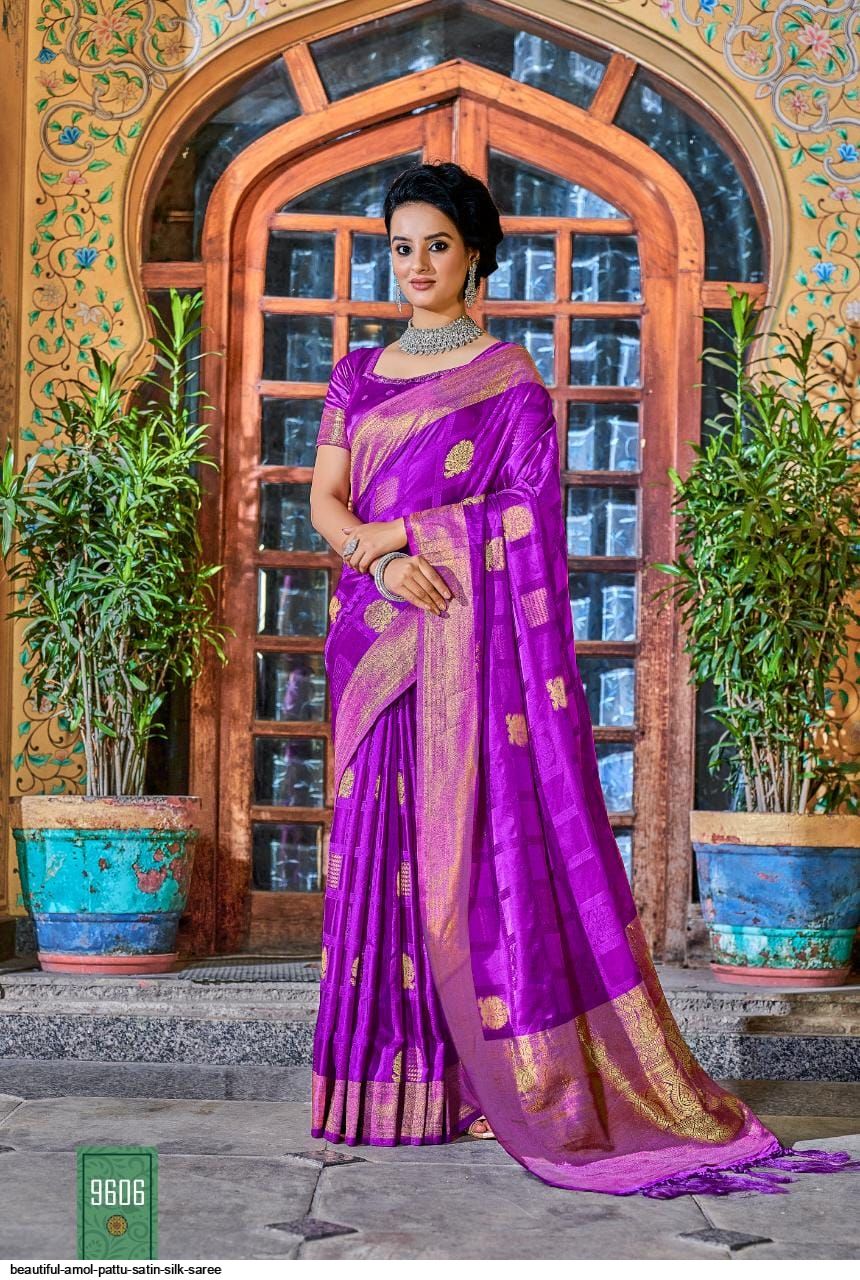BEAUTIFUL AMOL PATTU SATIN SILK SAREE 9606
