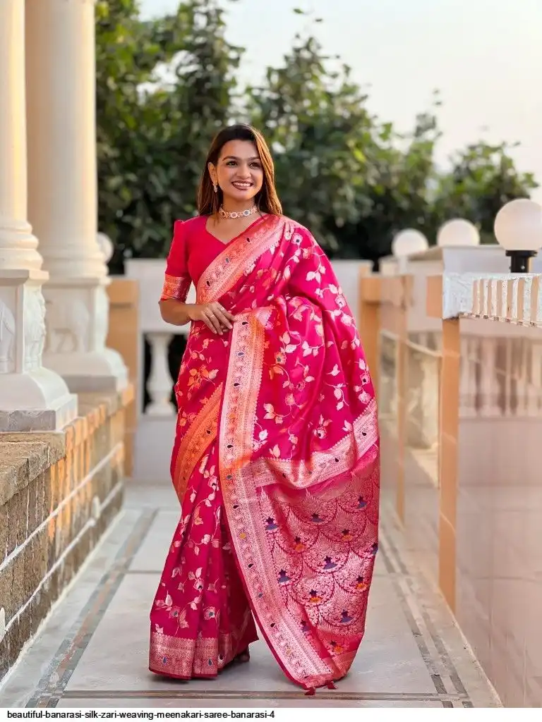 BEAUTIFUL BANARASI SILK ZARI WEAVING MEENAKARI SAREE BANARASI 4 14