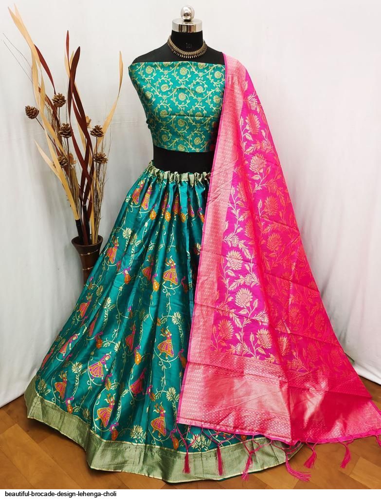 Beautiful brocade lehenga choli dupatta best sale