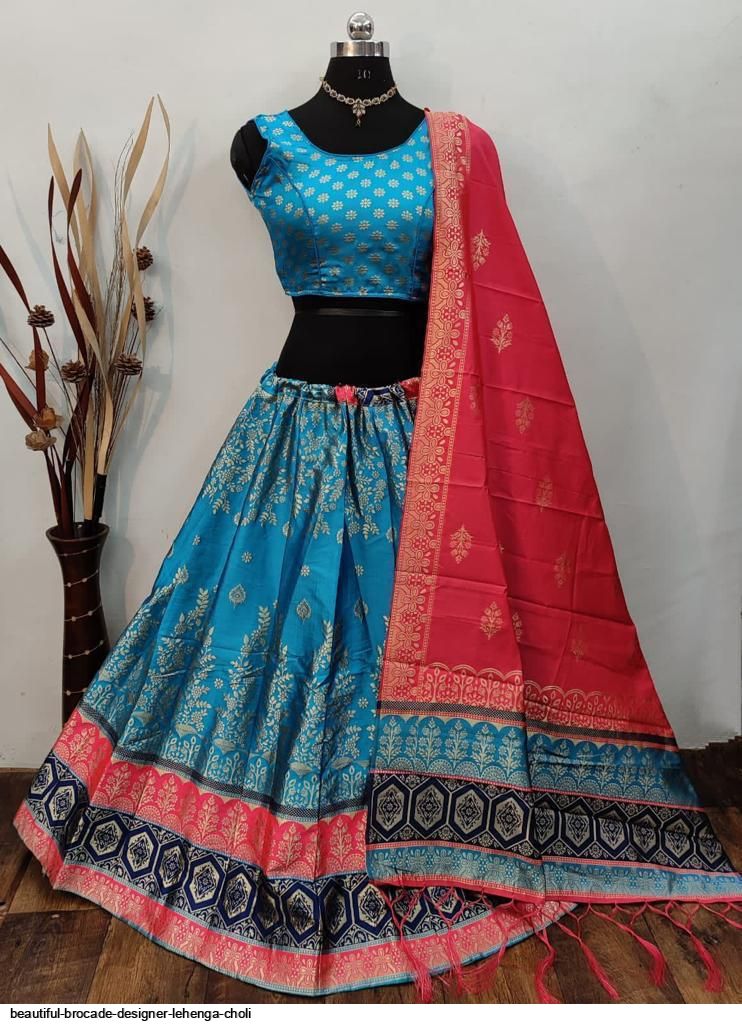 Buy Brocade Lehenga Choli Dupatta Designer Salwar Suit Party Wear Skirt  Indian Lengha Choli Readymade Red Dress Lehenga Online in India - Etsy