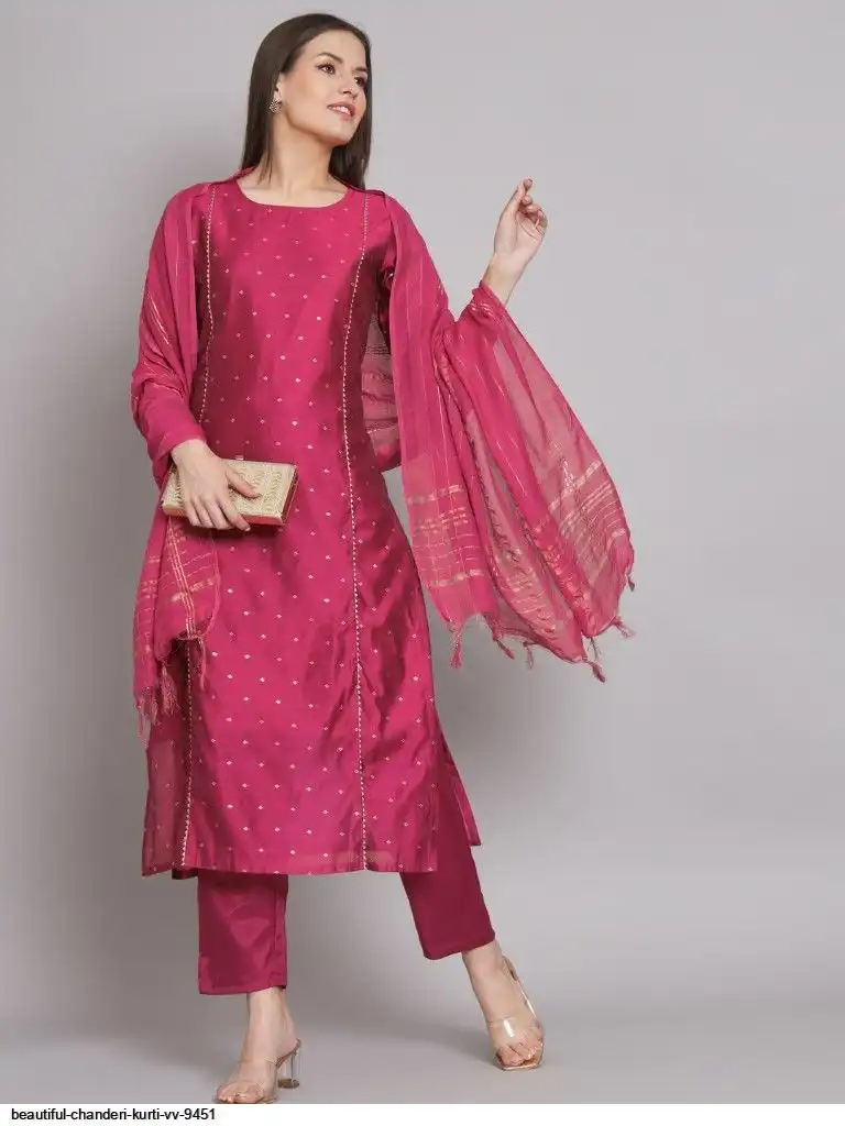 BEAUTIFUL CHANDERI KURTI VV 9451