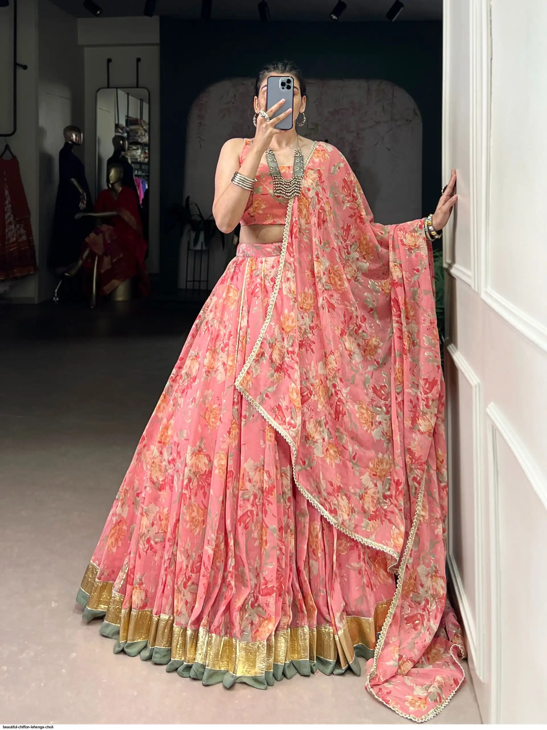 BEAUTIFUL CHIFFON LEHENGA CHOLI 1672PEC