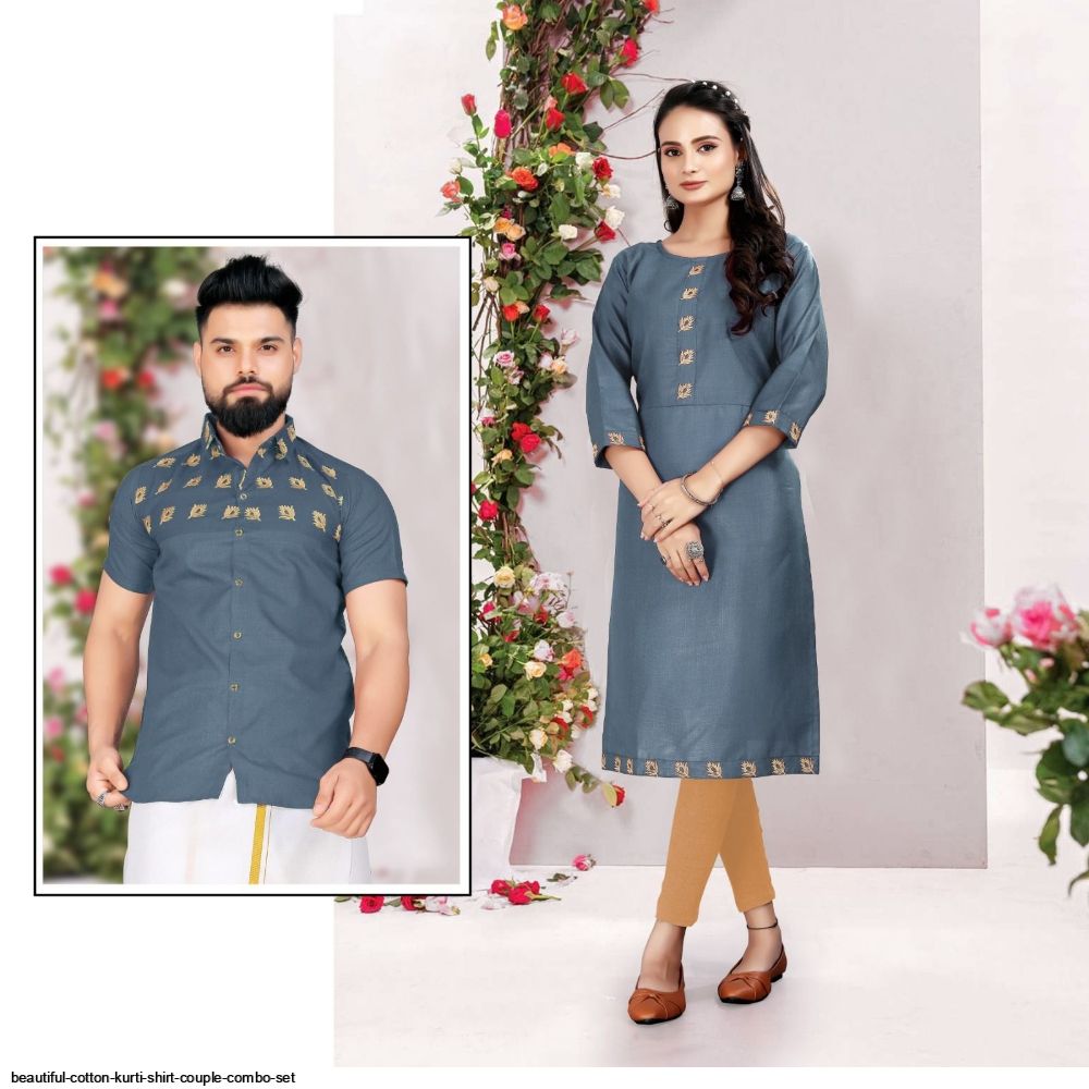 beautiful cotton KURTI SHIRT COUPLE COMBO SET