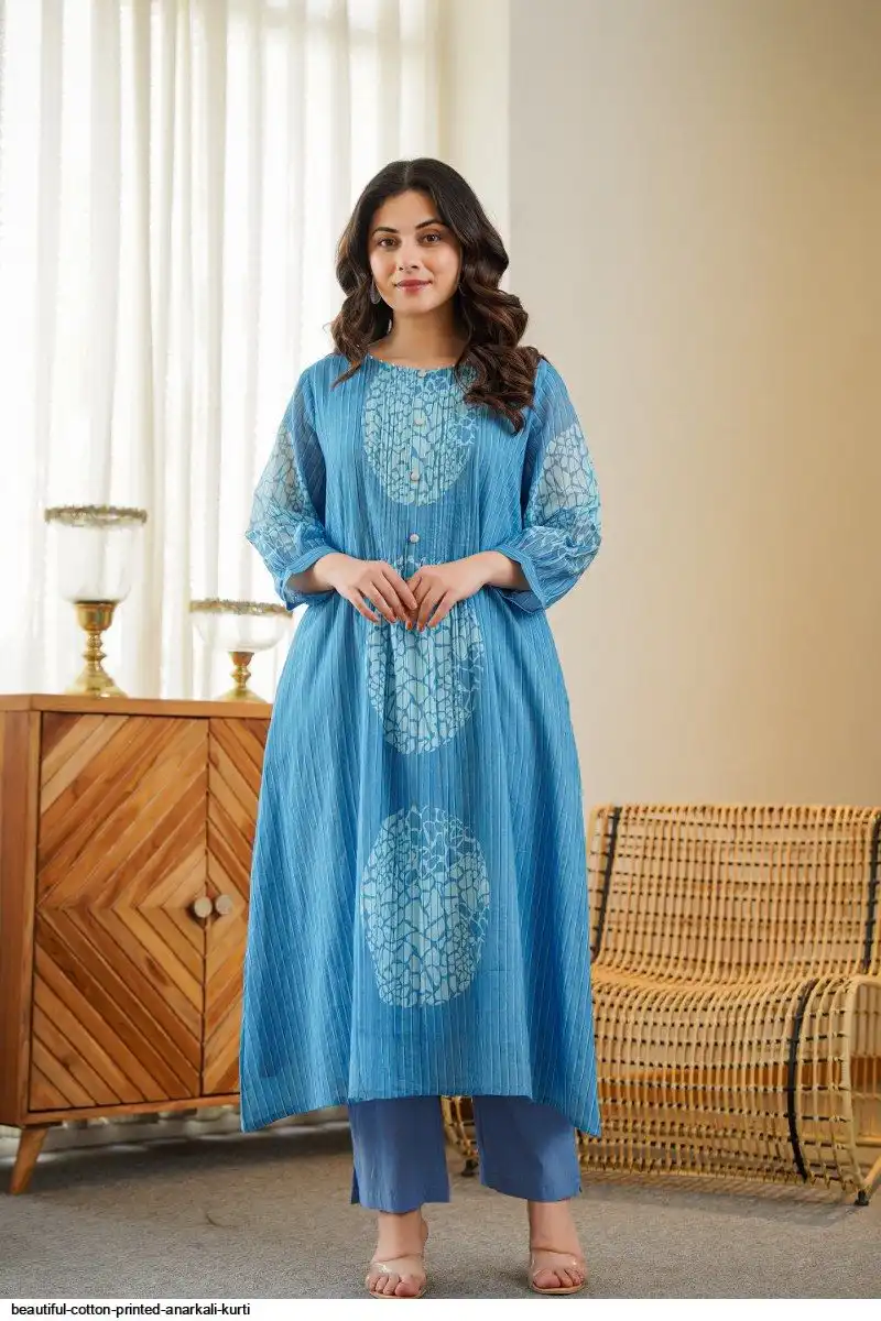 BEAUTIFUL COTTON PRINTED ANARKALI KURTI