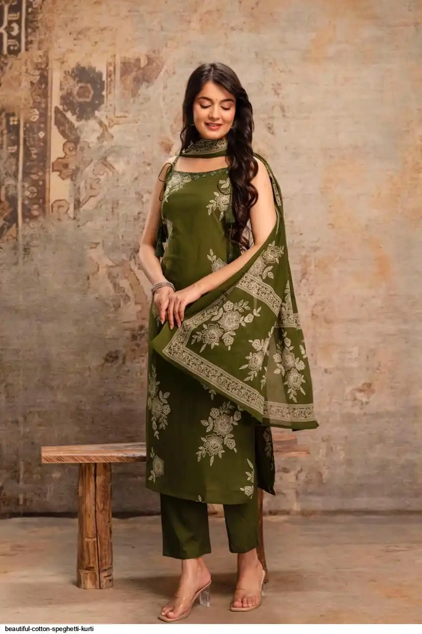 BEAUTIFUL COTTON SPEGHETTI KURTI F