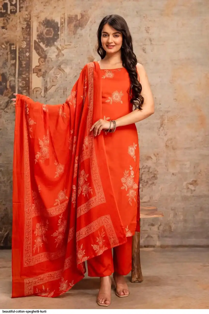 BEAUTIFUL COTTON SPEGHETTI KURTI E