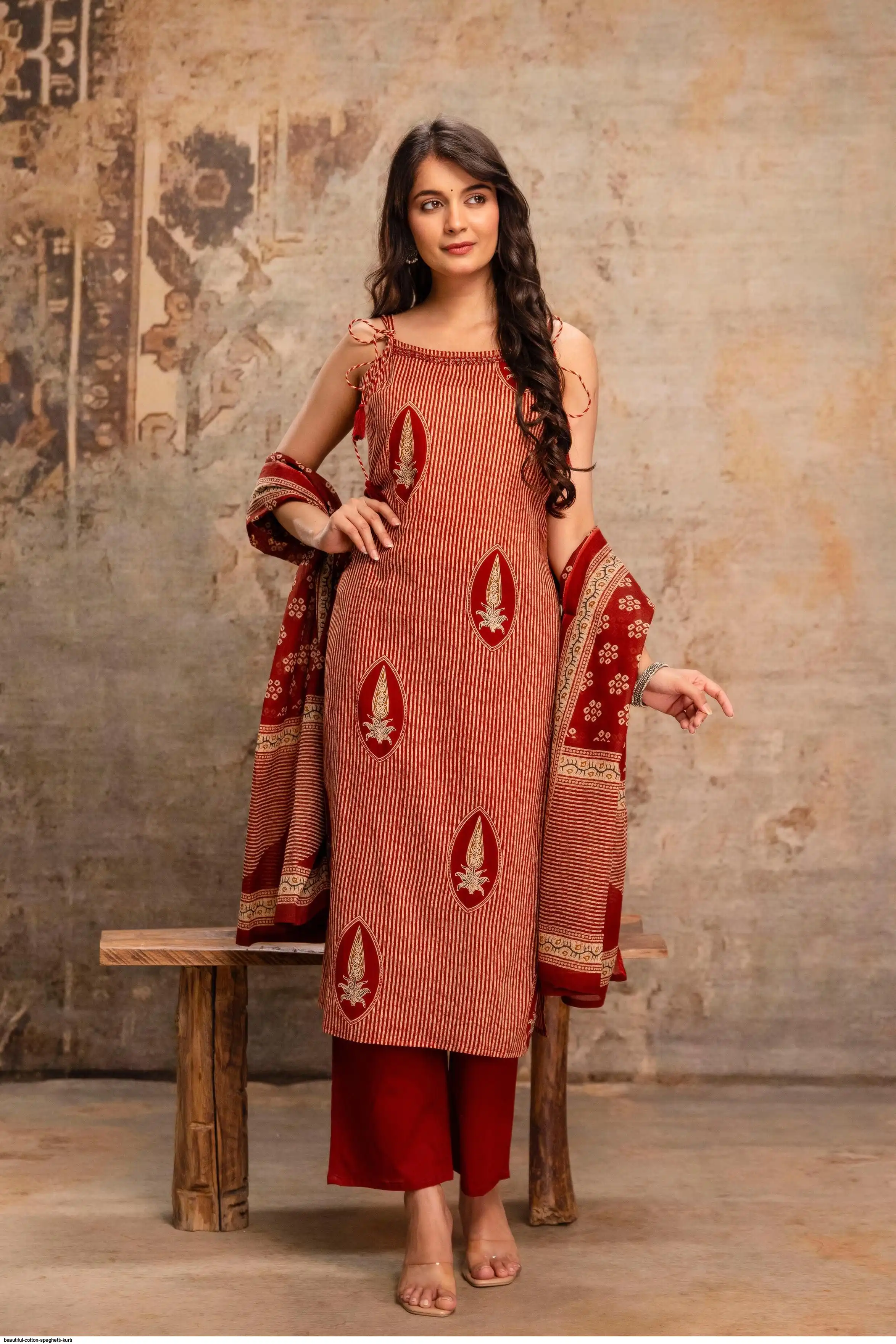 BEAUTIFUL COTTON SPEGHETTI KURTI H
