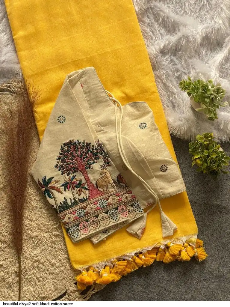 BEAUTIFUL DIVYA2 SOFT KHADI COTTON SAREE 16