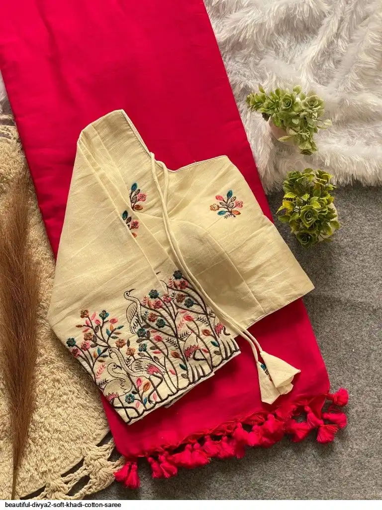 BEAUTIFUL DIVYA2 SOFT KHADI COTTON SAREE 3