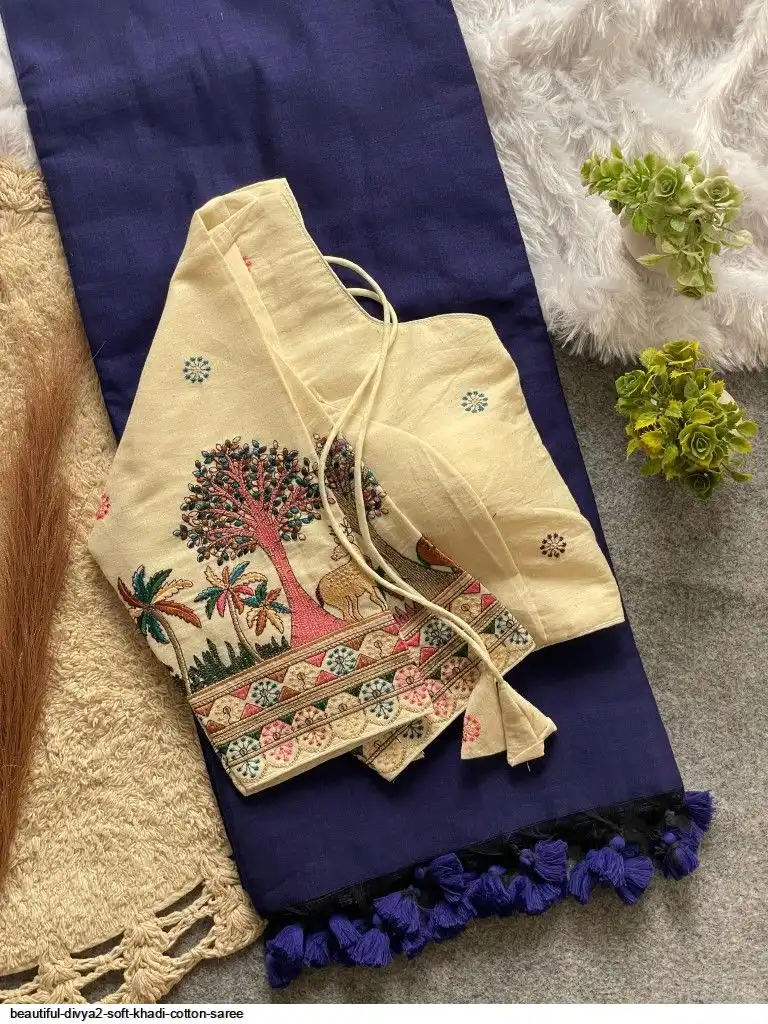 BEAUTIFUL DIVYA2 SOFT KHADI COTTON SAREE 4