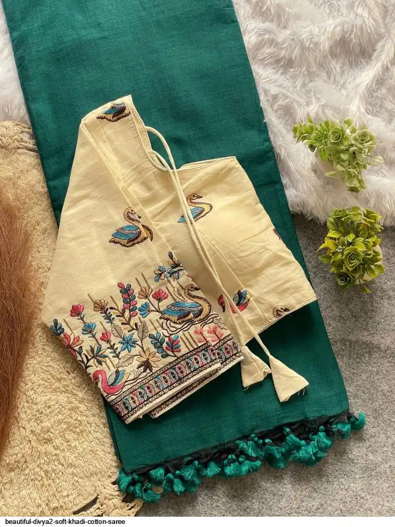 BEAUTIFUL DIVYA2 SOFT KHADI COTTON SAREE 17