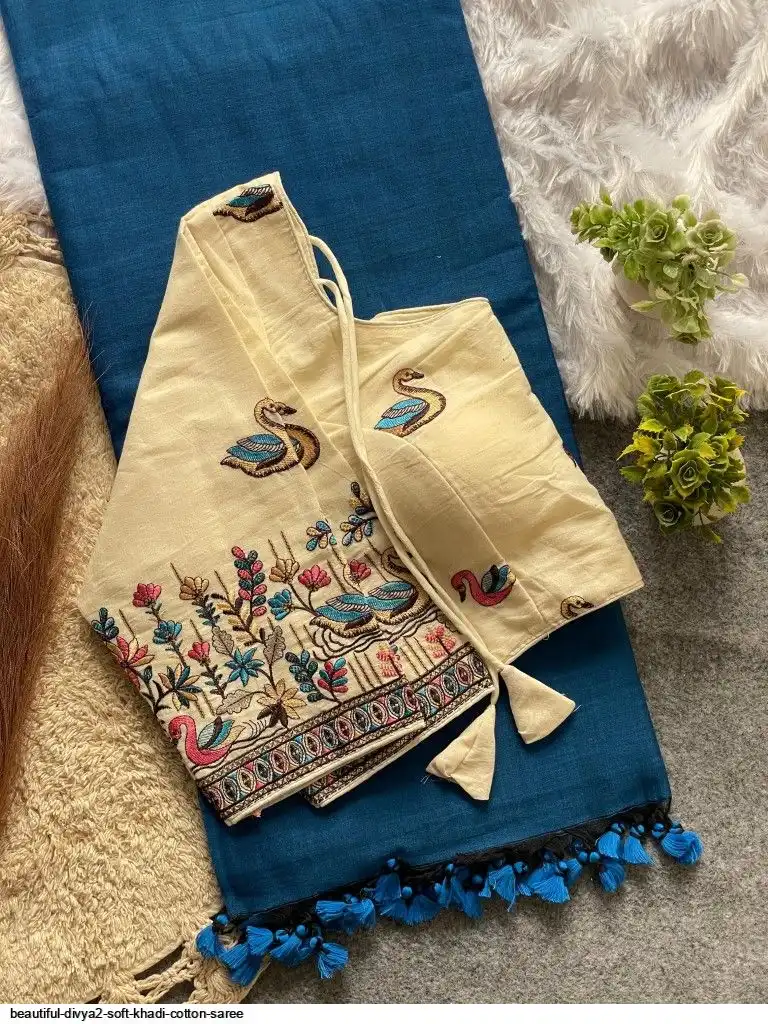BEAUTIFUL DIVYA2 SOFT KHADI COTTON SAREE 18