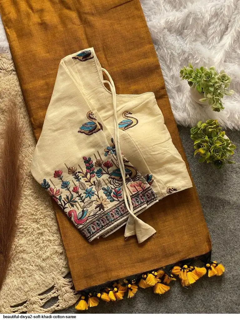 BEAUTIFUL DIVYA2 SOFT KHADI COTTON SAREE 1