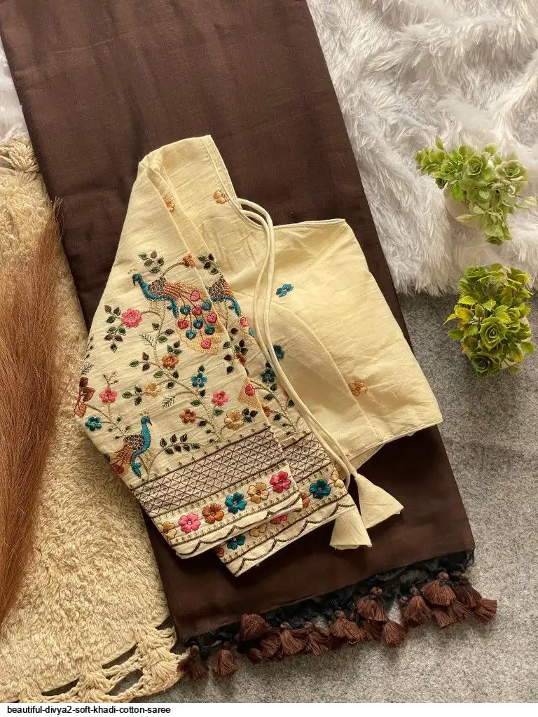 BEAUTIFUL DIVYA2 SOFT KHADI COTTON SAREE 7