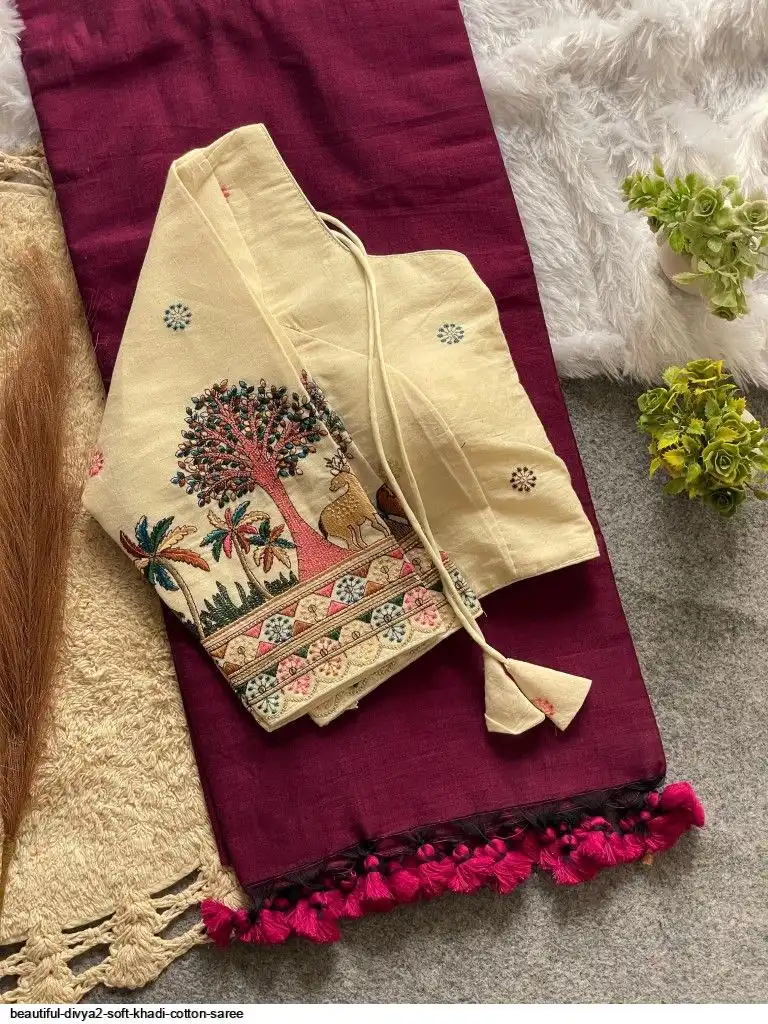 BEAUTIFUL DIVYA2 SOFT KHADI COTTON SAREE 14