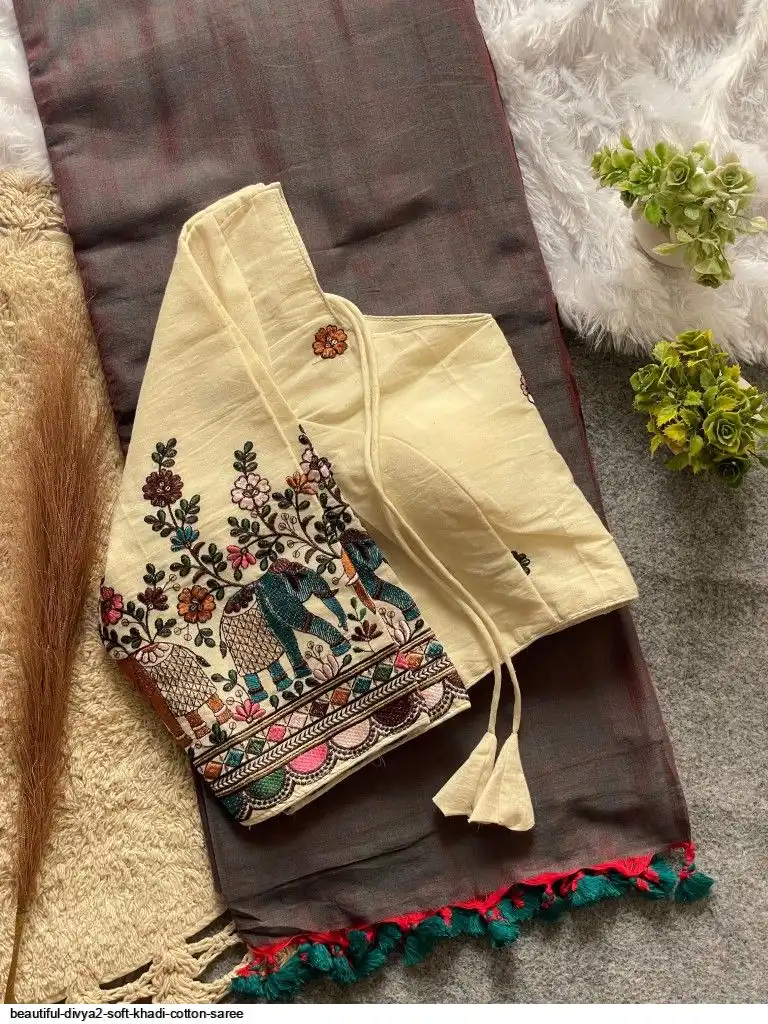 BEAUTIFUL DIVYA2 SOFT KHADI COTTON SAREE 15