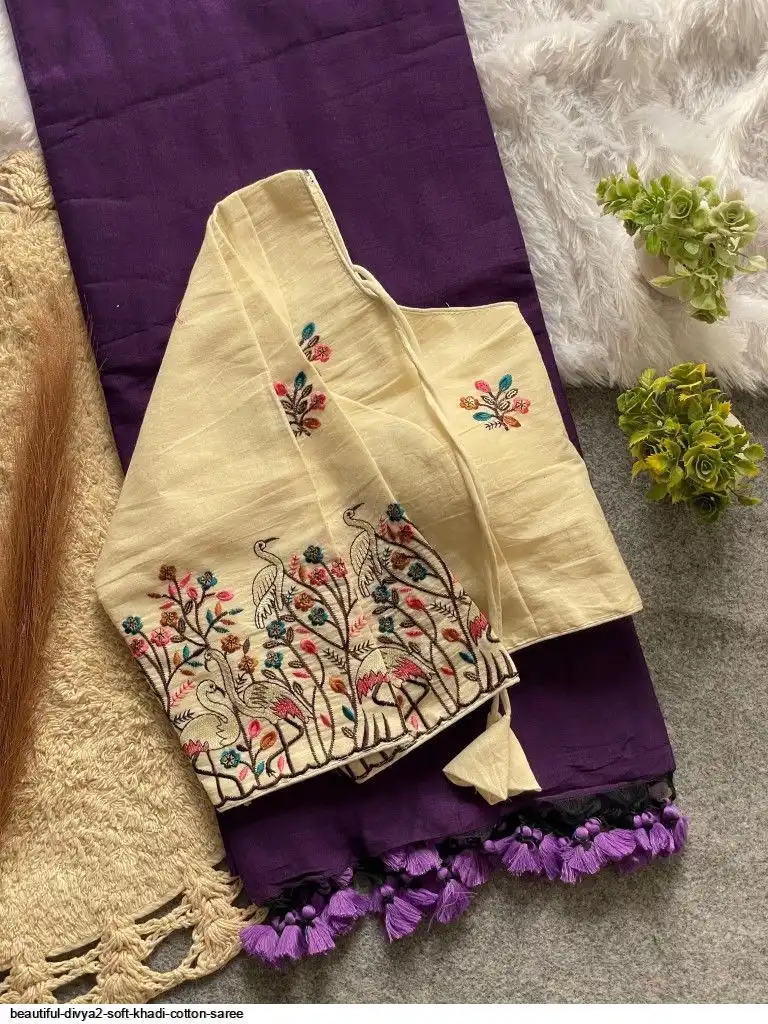 BEAUTIFUL DIVYA2 SOFT KHADI COTTON SAREE 5
