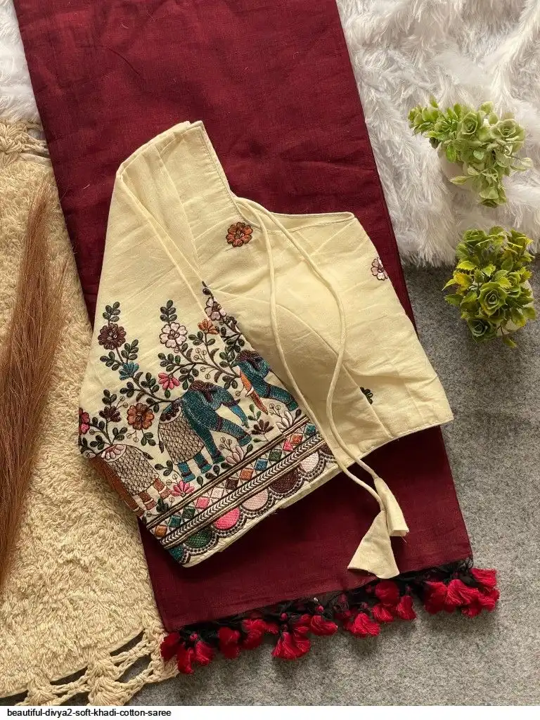 BEAUTIFUL DIVYA2 SOFT KHADI COTTON SAREE 8