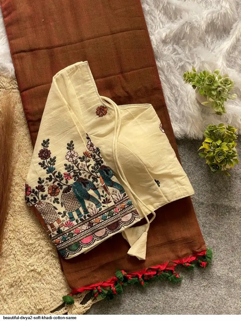 BEAUTIFUL DIVYA2 SOFT KHADI COTTON SAREE 9