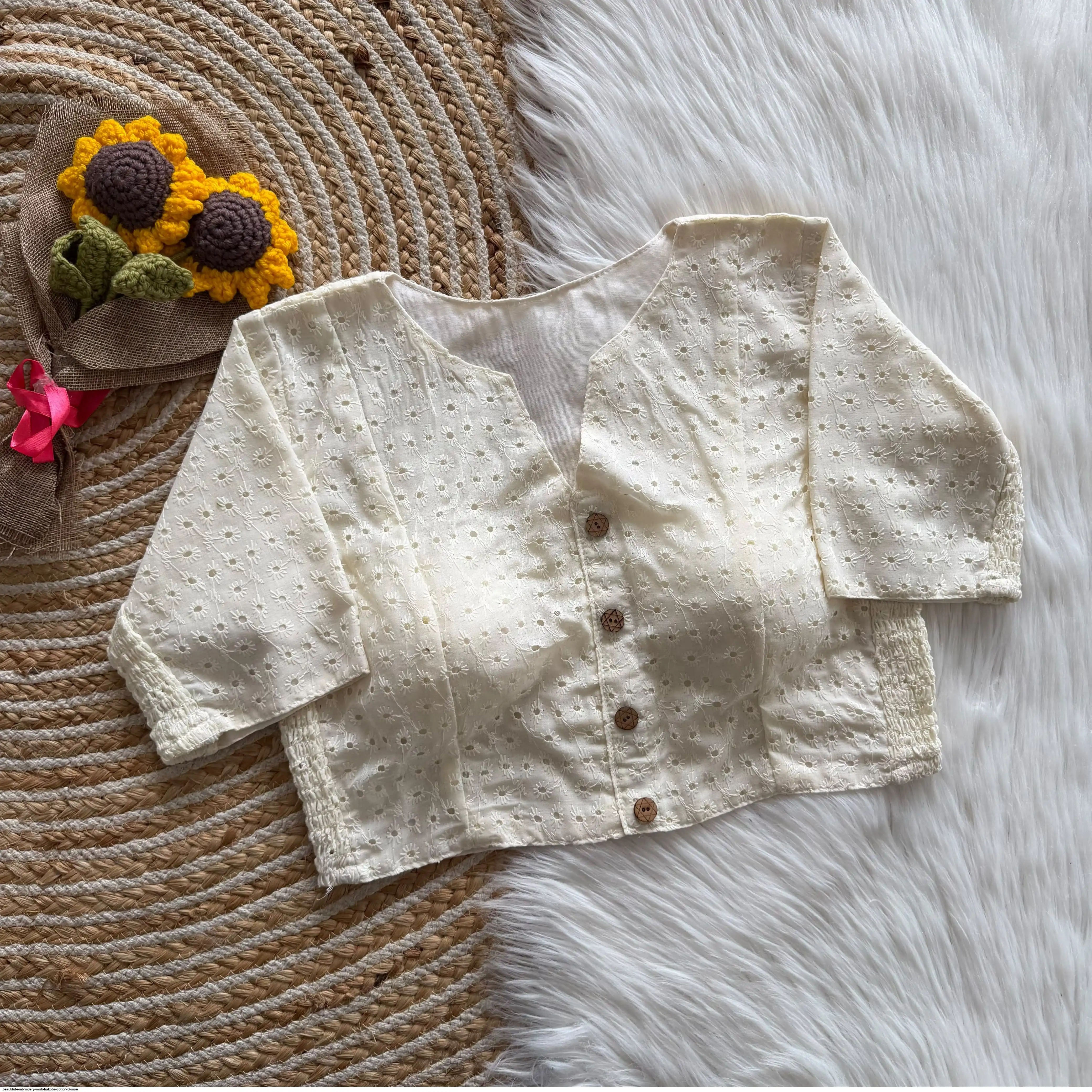 BEAUTIFUL EMBROIDERY WORK HAKOBA COTTON BLOUSE 1