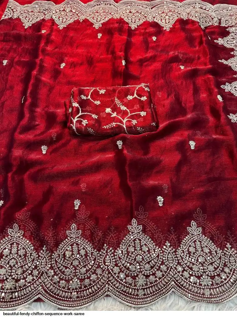 BEAUTIFUL FENDY CHIFFON SEQUENCE WORK SAREE