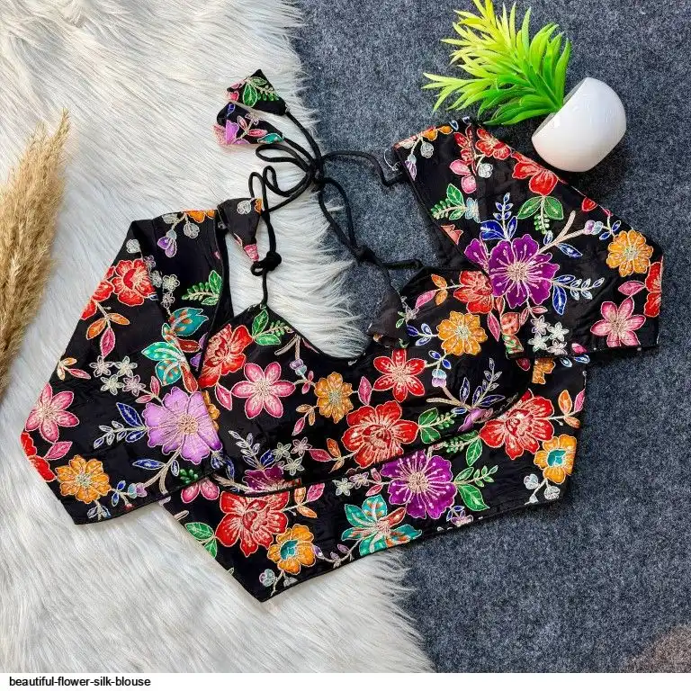 BEAUTIFUL FLOWER SILK BLOUSE E