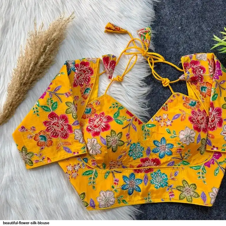 BEAUTIFUL FLOWER SILK BLOUSE F